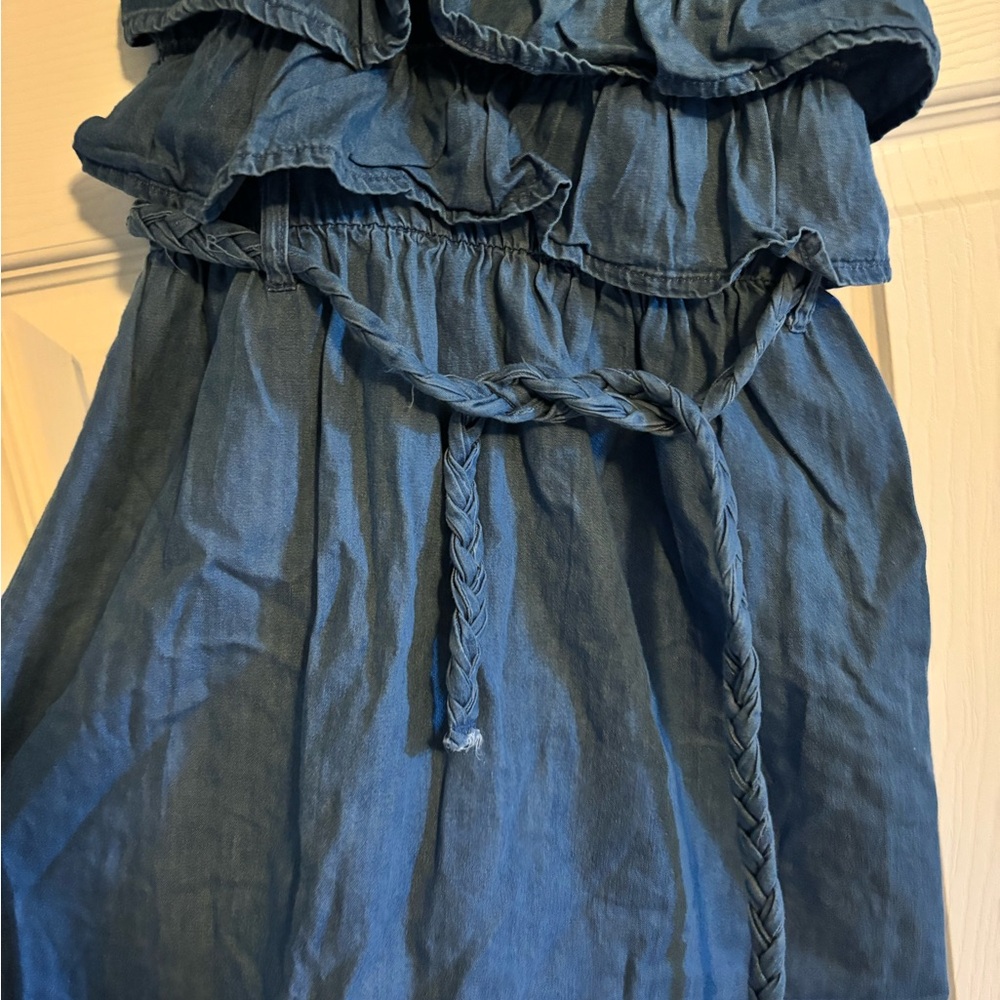 Girls Ruffle Jean Dress - Picture 3 of 3